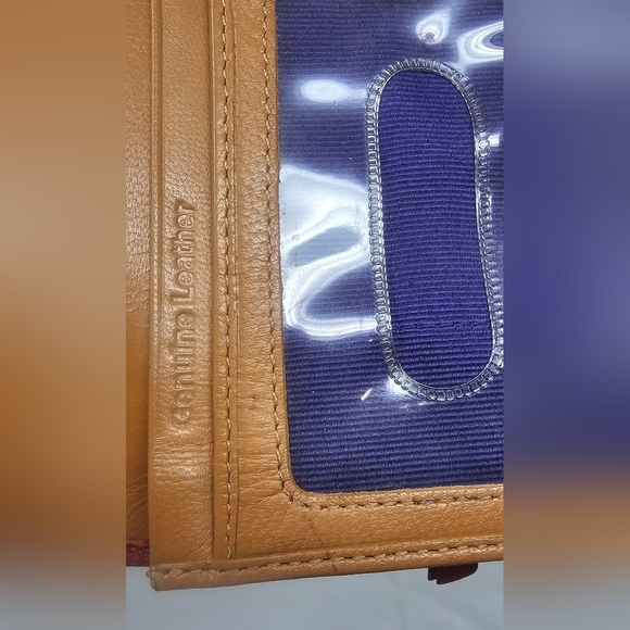 Tusk Classic Long Slim Red Leather Bifold Wallet Purple Tan Interior Credit Card - Picture 14 of 16